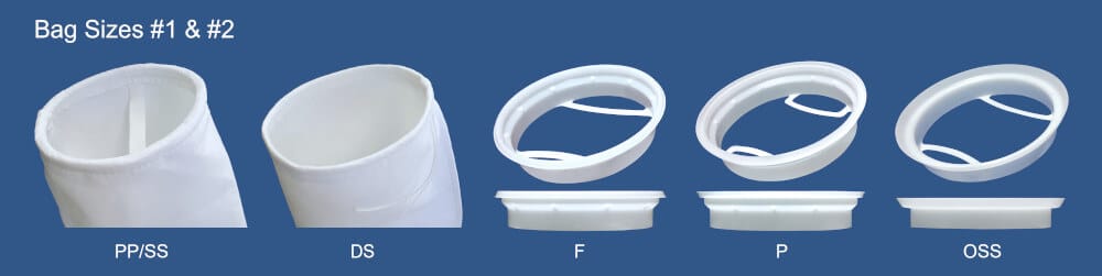 Trade size filter bag sock flanges for #1 and #2 sizes